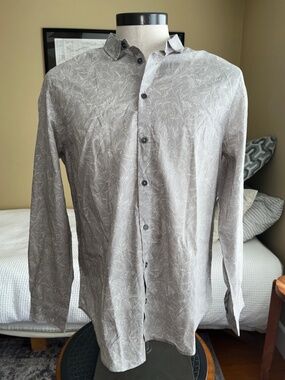 Nicobar Slim Fit Hakuna Shirt L/S Gray Bird Print Organic Cotton